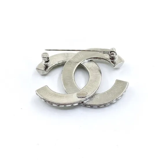 Chanel CC Baguette Crystal Brooch brooch silver-toned metal with clear baguette-cut crystals 3 5cm width