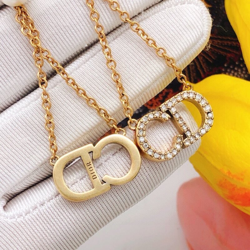 Dior CD Logo Pearl Drop earrings vintage gold metal white pearl clear crystal 4 5cm drop length