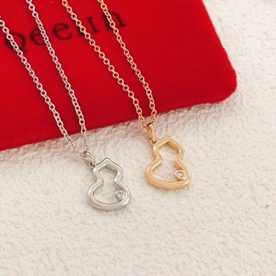 Qeelin Wulu necklace silver with clear diamond rose gold with clear diamond 40cm