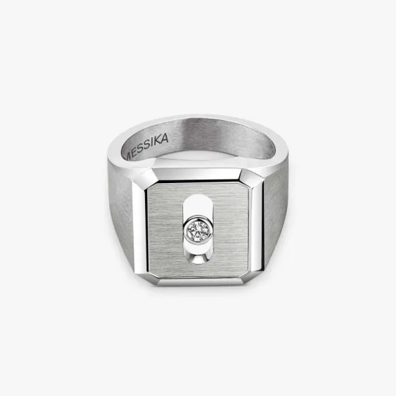 Messika My Move ring brushed and polished white metal with clear diamond 6 7 8 9
