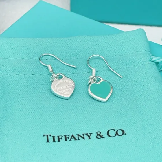 Tiffany Co Return to Tiffany Heart Tag earrings Sterling silver with Tiffany Blue enamel One Size