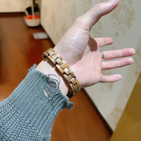 Bvlgari BVLGARIBVLGARI bracelet natural wood tone with silver-tone metal clasp 19cm