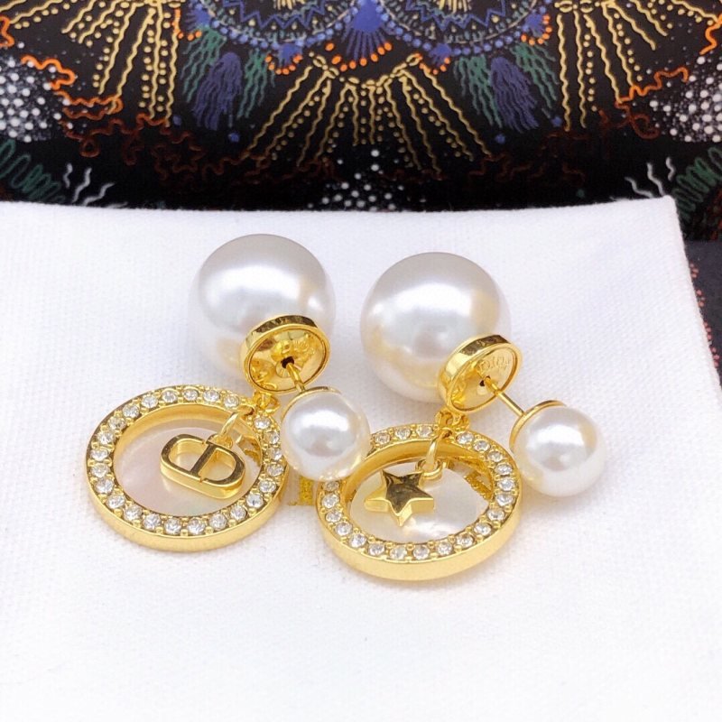 Dior Tribales earrings Gold-tone metal white pearls clear crystals white mother-of-pearl One Size