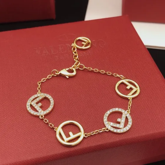 Fendi F is Fendi bracelet gold-tone metal with clear crystal accents 18cm with 3cm extender