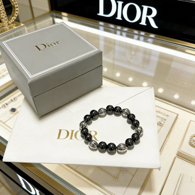 Dior Dior Oblique Beaded Bracelet bracelet Silver-tone metal with black onyx beads 19cm