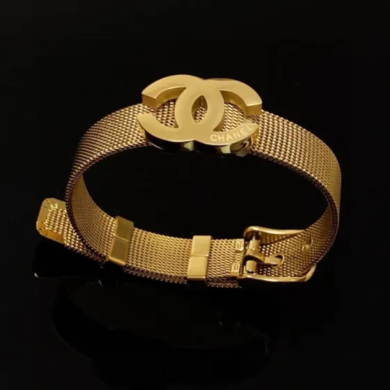 Chanel CC Logo Mesh Strap Bracelet bracelet Gold-tone metal Adjustable up to 19cm