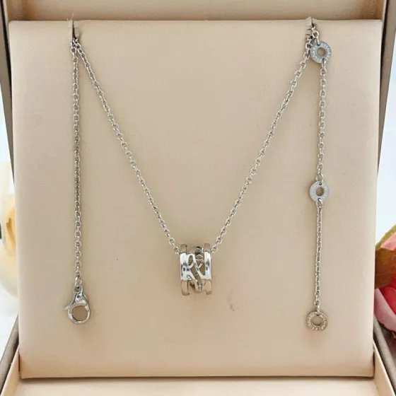 Bvlgari B zero1 Skeleton necklace silver-toned metal no gemstones 45cm with 5cm extender