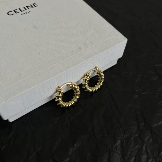 Celine Twisted Coil Hoop Earrings earrings Gold-tone metal and silver-tone metal no gemstones 15mm hoop diameter
