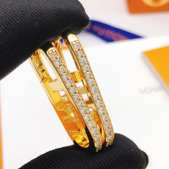 Fendi FF Logo Hoop Earrings earrings gold-tone metal with clear pave crystals 2 5cm hoop length