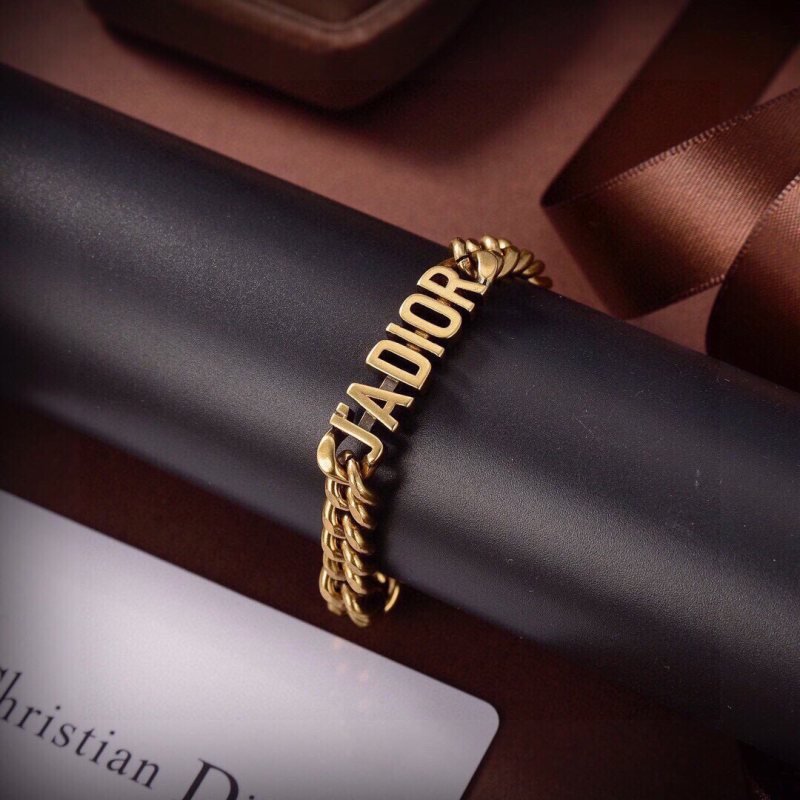 Dior J Adior bracelet antique gold tone metal 17cm with 3cm extension chain