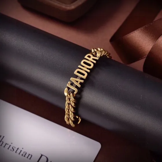 Dior J Adior bracelet antique gold tone metal 17cm with 3cm extension chain