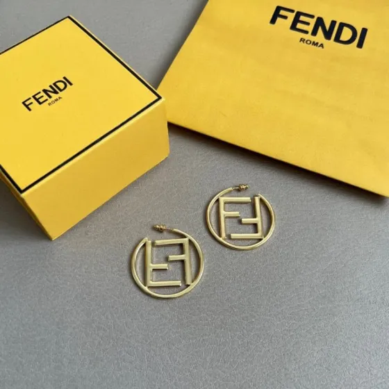 Fendi F is Fendi Hoop Earrings earrings gold-tone metal no gemstones 4cm diameter