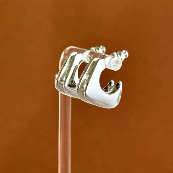 Celine SL80 Double Layered Hoop earrings Polished silver-tone metal polished gold-tone metal no gemstones 58