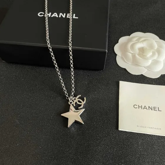 Chanel CC Star Pendant Necklace necklace silver tone metal 42cm
