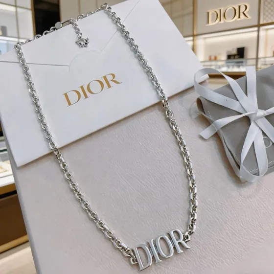 Dior Dio r evolution Logo Chain Necklace necklace Silver-toned metal no accent stones 50cm