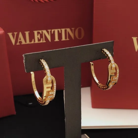 Fendi F is Fendi Crystal Hoop Earrings earrings gold-tone metal with clear crystal accents 2 5cm hoop diameter