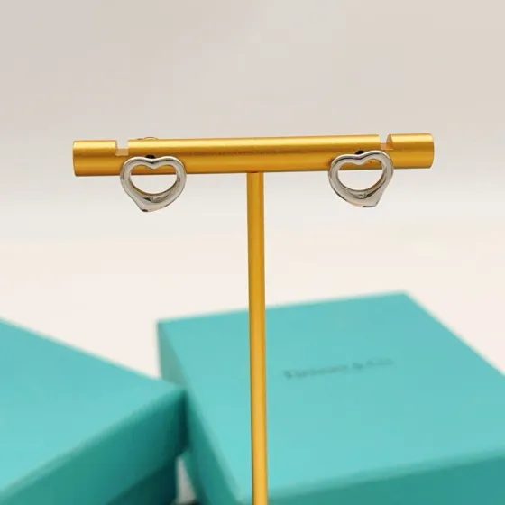 Tiffany Co Open Heart earrings sterling silver 11mm