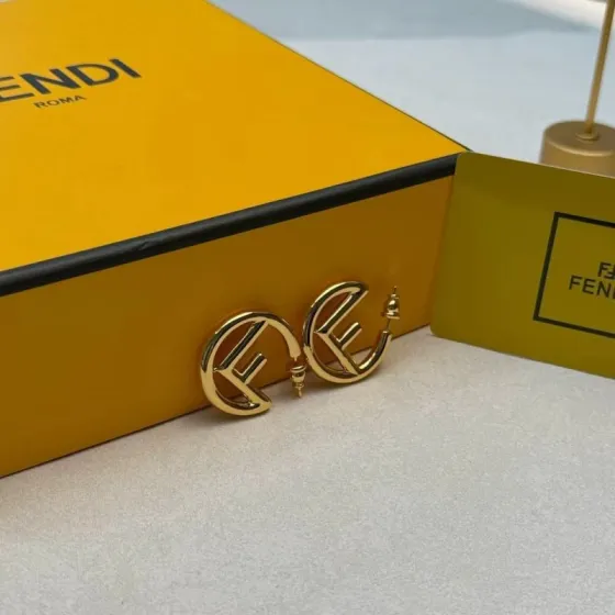 Fendi F is Fendi Logo Hoop Earrings earrings gold-tone metal 3cm diameter