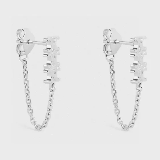 Celine Triomphe earrings silver-tone metal gold-tone metal 1 5cm chain drop
