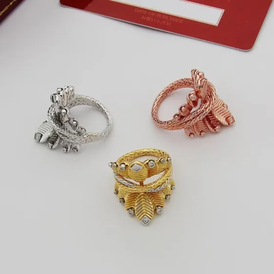 Cartier Grain de cafe ring yellow gold with white gold accents and clear diamonds silver with clear diamonds rose gold with clear diamonds 50