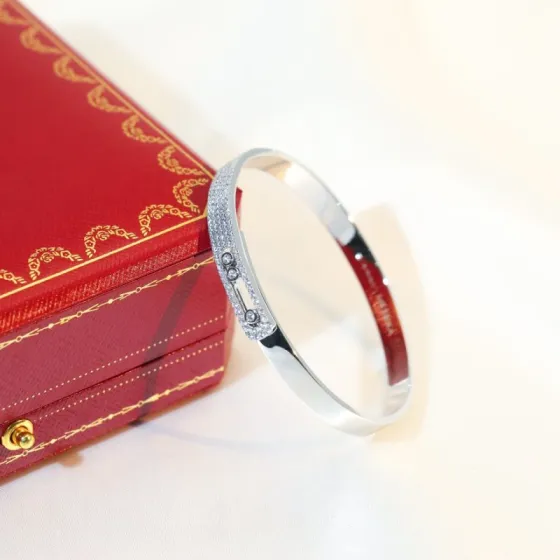 Messika MOVE ROMANE bracelet 18K white gold with pave-set white diamonds 17