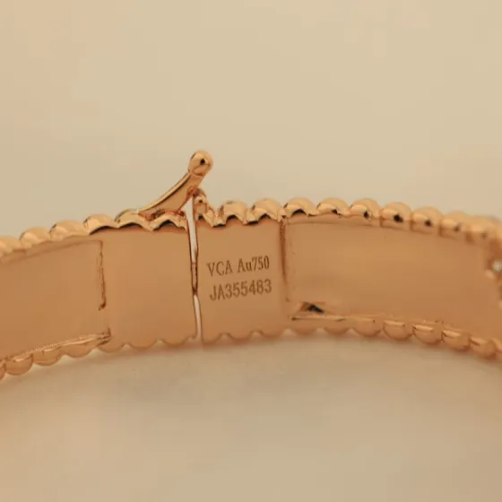 Van Cleef Arpels Perlee bracelet 18k rose gold with clear diamond pave 17cm