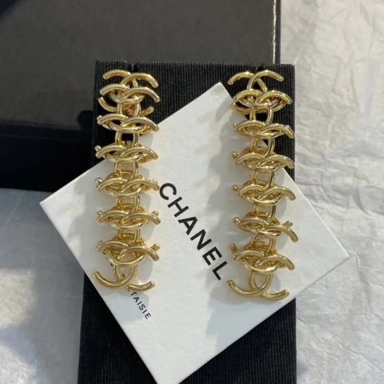Chanel Multi Interlocking CC Chain Drop Earrings earrings Gold-tone metal no additional stones 6cm length