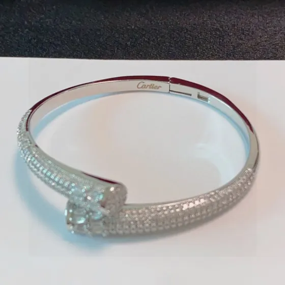 Cartier Panthere de Cartier bracelet 18k white gold clear diamond 17cm