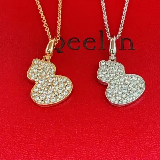 Qeelin Wulu necklace Silver metal with clear diamond pave 40cm