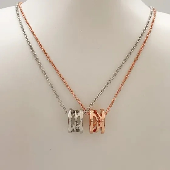 Bvlgari B zero1 necklace Silver-toned metal and rose gold-toned metal no gemstones 40cm with 5cm extender