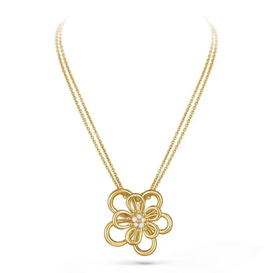Van Cleef Arpels Flowerlace necklace 18K yellow gold diamond 42cm