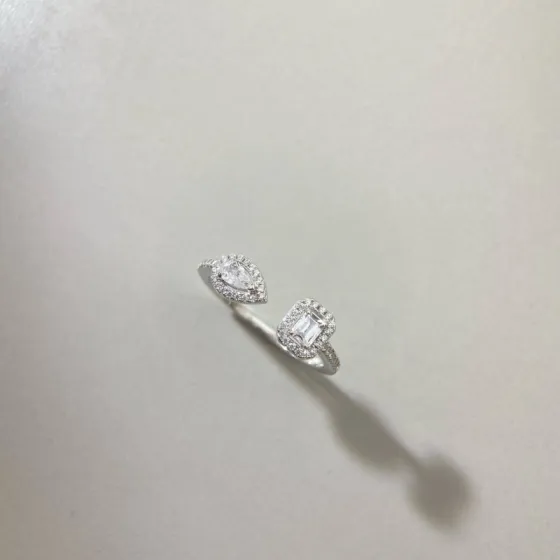 Messika My Twin ring white gold with clear diamonds adjustable open band