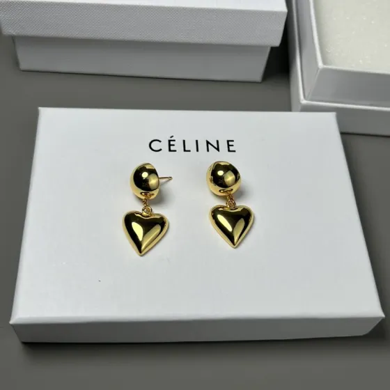 Celine Puffed Heart Drop Earrings earrings Polished gold-tone metal no accent stones One Size