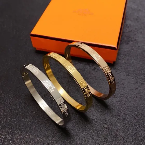 Hermes 14K MM bracelet Gold-tone metal Silver-tone metal Rose