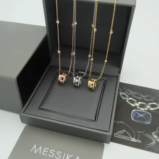 Messika Move Romane necklace 18k white gold 18k rose gold 18k yellow gold clear diamond 45cm