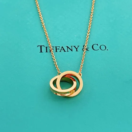 Tiffany Co 1837 Interlocking Circles necklace 18k rose gold no gemstones 16 inches