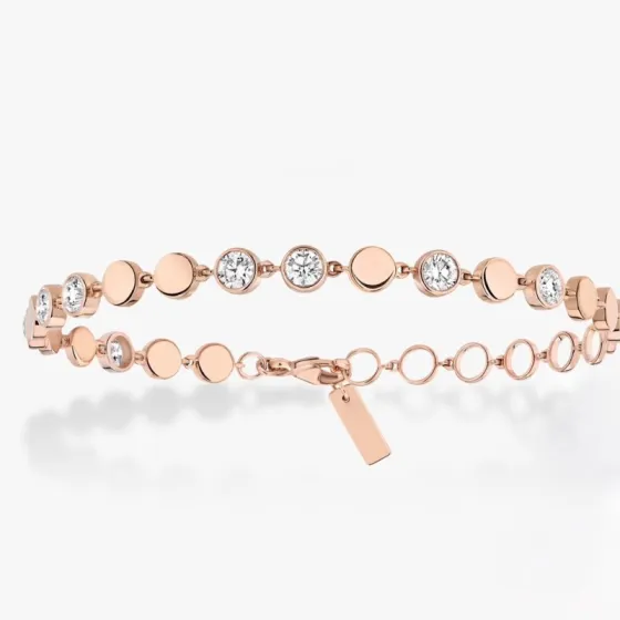 Messika D-Vibes bracelet rose gold metal with clear round brilliant-cut diamonds 18cm adjustable