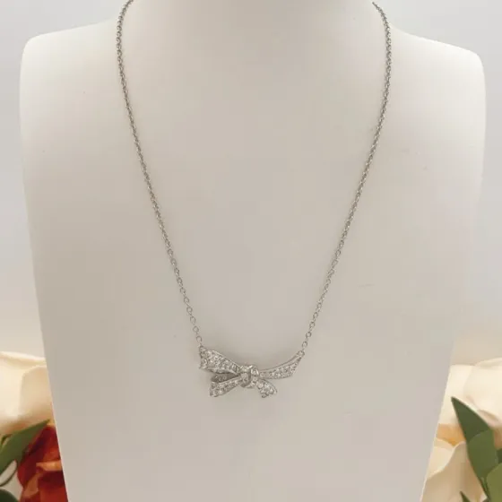 Graff Bow necklace white gold diamond 40cm