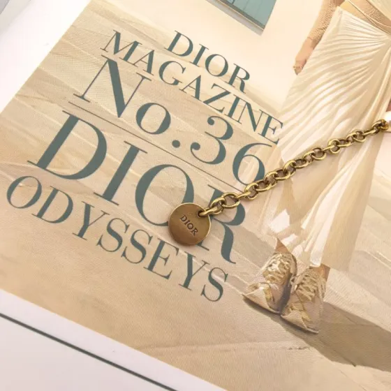 Dior 30 Montaigne CD Pearl Bracelet bracelet antique gold metal white resin pearls clear crystal accents 17cm with 3cm extender chain
