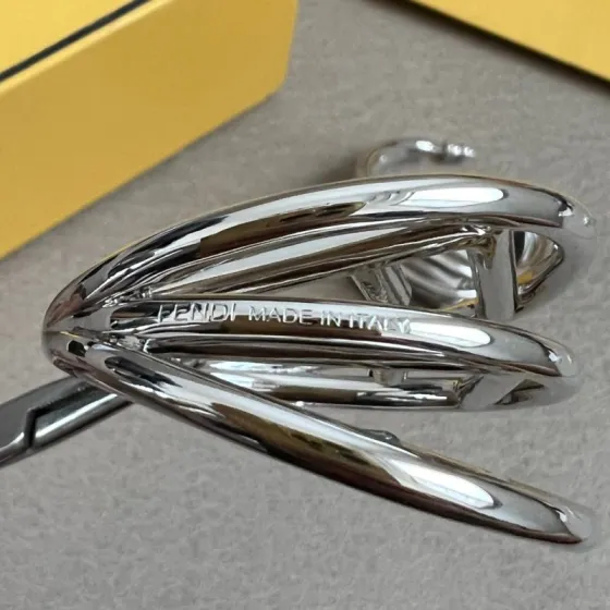 Fendi F is Fendi Hoop Earrings earrings silver tone metal no gemstones 3 5cm diameter
