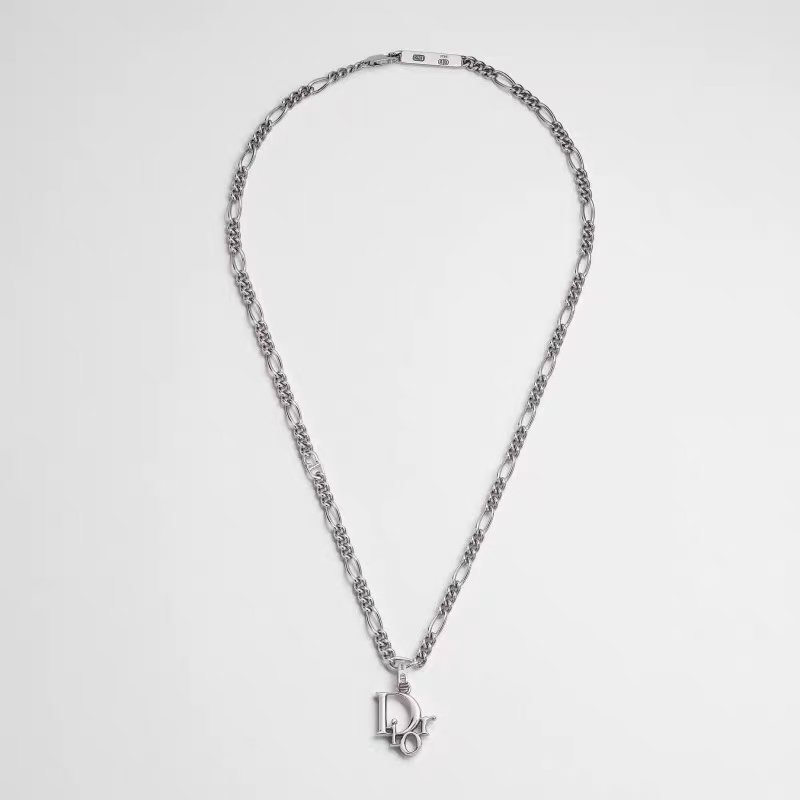 Dior Dior Oblique Logo Pendant Necklace necklace Silver-toned metal S925 sterling silver with no accent stones 50cm