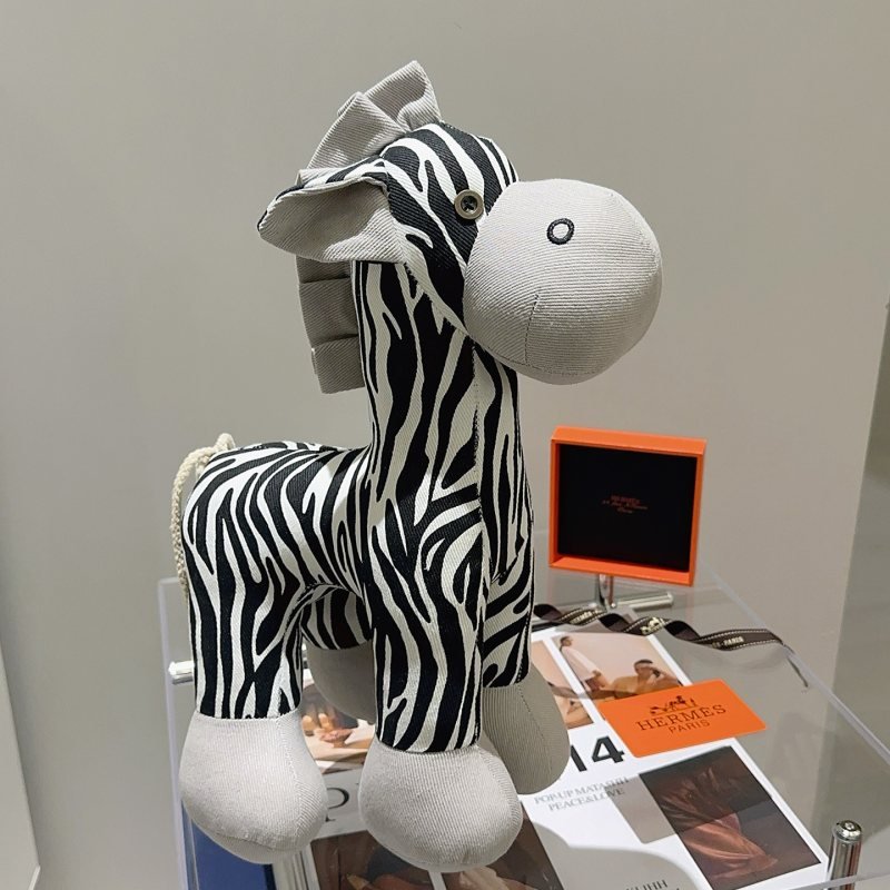 Hermes Zebra Plush brooch Black White Light Gray 35cm