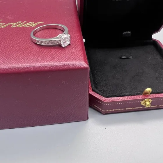 Cartier Solitaire 1895 ring platinum white gold clear diamond 52