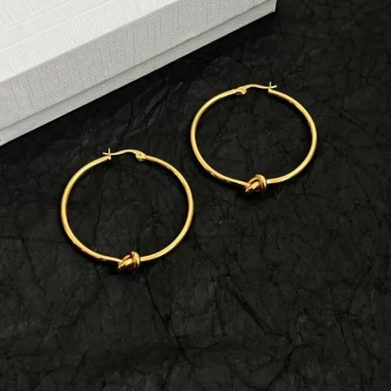 Celine Knot Hoop earrings gold tone metal 4cm diameter