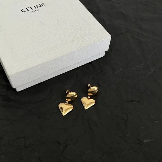 Celine Heart Drop Earrings earrings Polished gold-tone metal no gemstones 3cm drop length