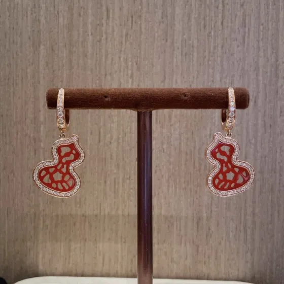 Qeelin Wulu earrings Rose gold-toned metal with red enamel and clear diamond-like accent stones One Size