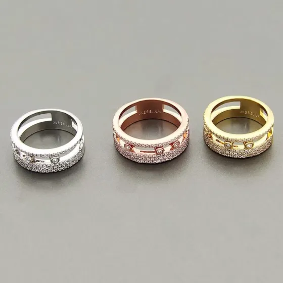 Messika Move Romane ring silver-toned metal with clear diamonds rose gold-toned metal with clear diamonds yellow gold-toned metal with clear diamonds 6 7 8 9