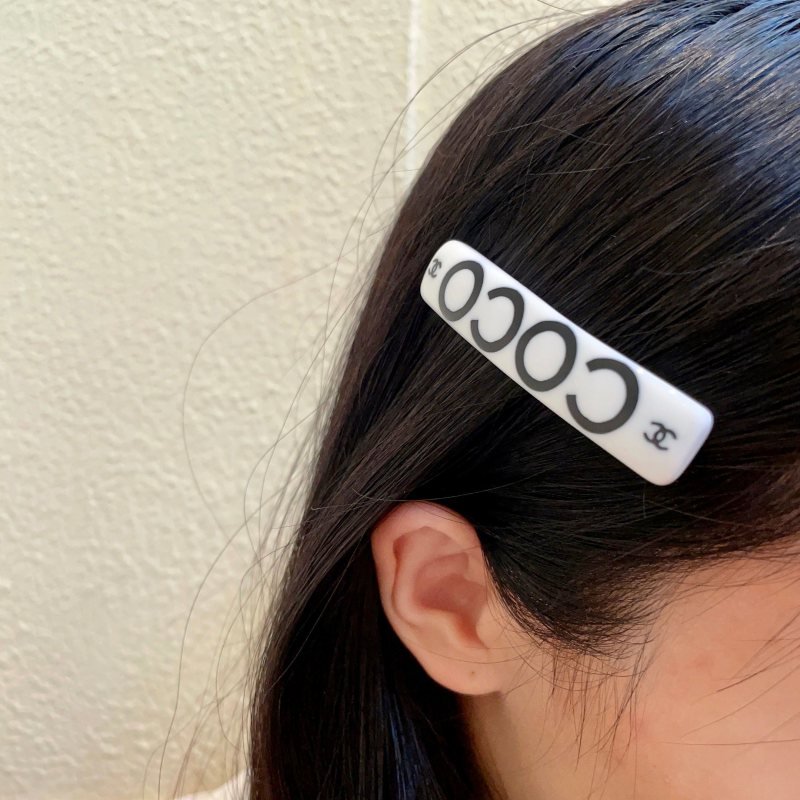 Chanel COCO brooch white base with black printed logos and lettering 6cm