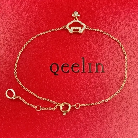 Qeelin Yu Yi bracelet 18k rose gold red agate diamond 16-19cm adjustable