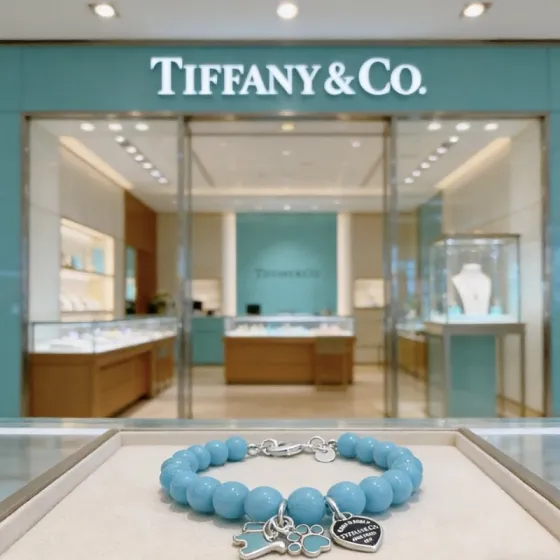 Tiffany Co Return to Tiffany Pet Lover Charm Bead Bracelet bracelet Sterling silver with turquoise blue beads black enamel heart tag turquoise enamel pet charms 7 inches